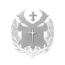Create a tattoo design that incorporates military symbols and Christian imagery. tattoo design idea