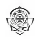 Create a tattoo design that incorporates military symbols and Christian imagery. tattoo design idea