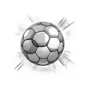 Soccer ball breaking through a brick wall tattoo design idea