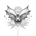 bats with the number 13, a star and a sun  tattoo design idea