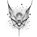 bats with the number 13, a star and a sun  tattoo design idea