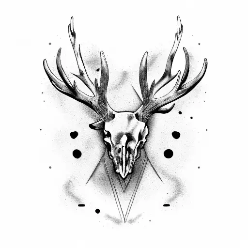 stag skull tattoo design idea