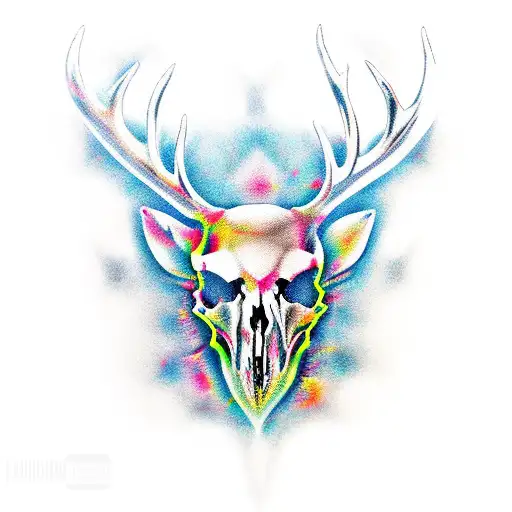 stag skull tattoo design idea