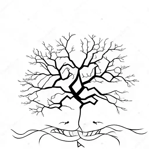A family tree with branches shaped like San Lorenzo's stadium, accompanied by a minimalist crow tattoo design idea