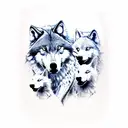 father wolf mother wolf and 2 cubs tattoo design idea