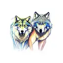 father wolf mother wolf and 2 cubs tattoo design idea