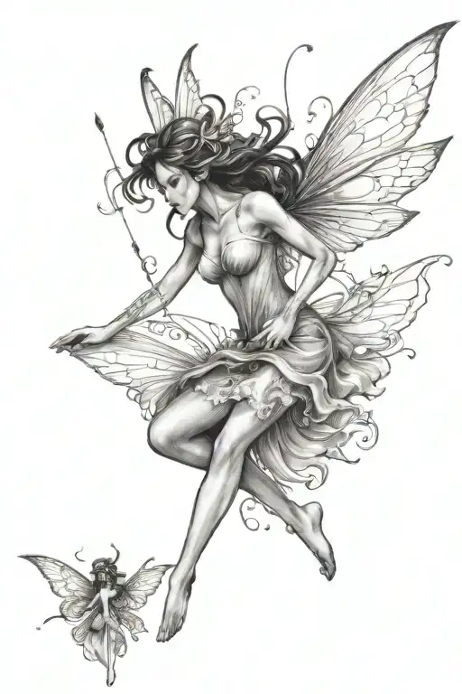 fairy flying tattoo design idea