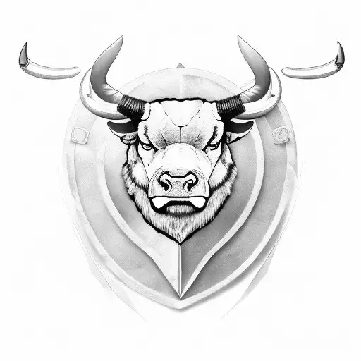 Design a fierce bull with Viking-inspired horns, representing the client's favorite animal and passion for Scandinavian culture tattoo design idea