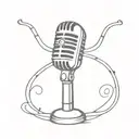 A minimalist design of a vintage microphone with metal accents, symbolizing your love for 50s music and metalwork tattoo design idea