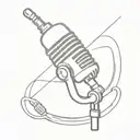 A minimalist design of a vintage microphone with metal accents, symbolizing your love for 50s music and metalwork tattoo design idea