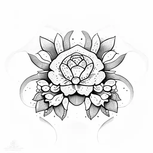 shell with flowers inside tattoo design idea