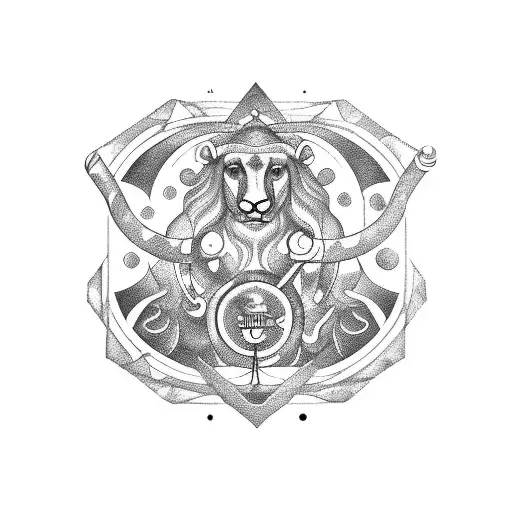 Libra and Leo zodiacs symbols tattoo design idea