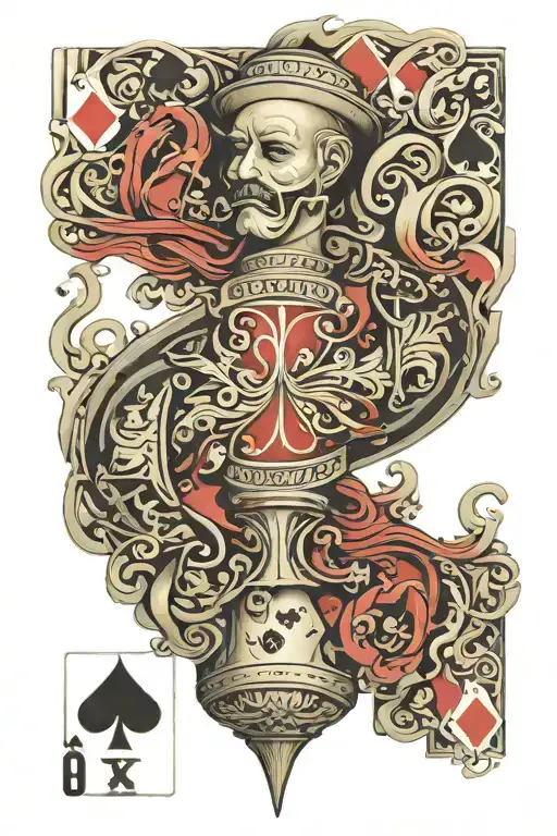 poker suit K number 9 intertwined tattoo design idea