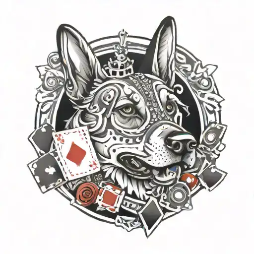 K 9 POKER QUEEN tattoo design idea
