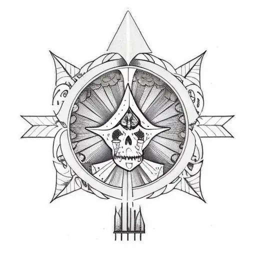 gothic cathedral rising from the trees tattoo design idea