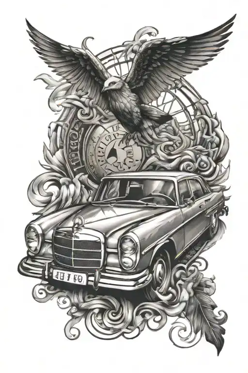 mercedes benz fade effect tattoo design idea