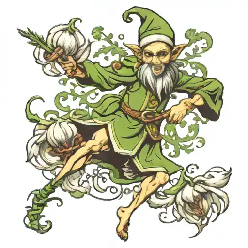 Garlic plant elf dances on the srengel tattoo design idea
