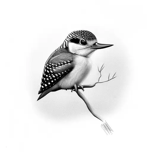 baby woodpecker sitting on a branch  tattoo design idea