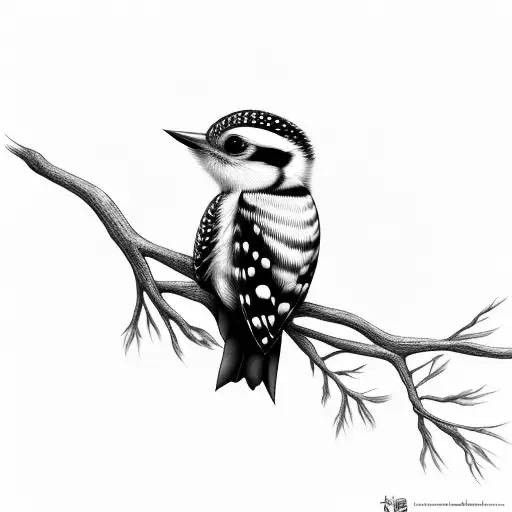 baby woodpecker sitting on a branch  tattoo design idea
