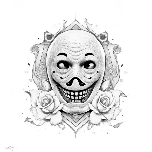 smile now cry later mask  tattoo design idea