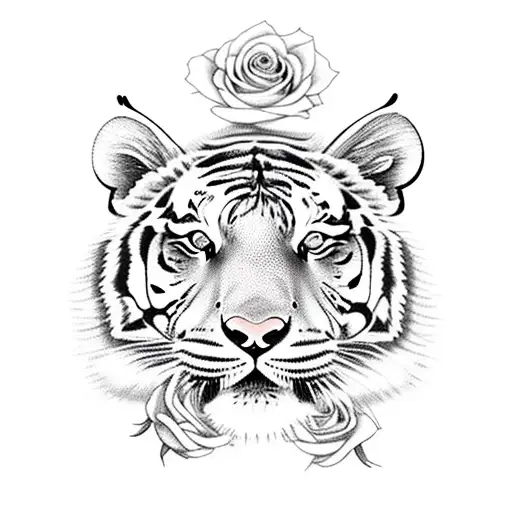 Tiger, mouse, rabbits, korean letters, roman numberls, roses, poppy tattoo design idea