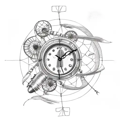 dream catcher Seabee radio old school clock old school car tattoo design idea