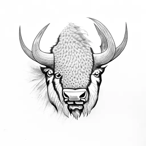 line , bison tattoo design idea