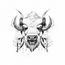 line , bison tattoo design idea
