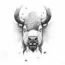 line , bison tattoo design idea