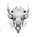 line , bison tattoo design idea