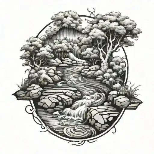 river stream running tattoo design idea