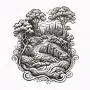 river stream running tattoo design idea