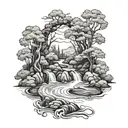 river stream running tattoo design idea