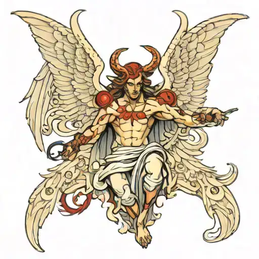 angel and demons tattoo design idea