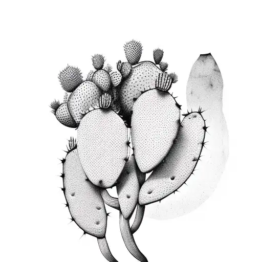 prickly pear cactus 2inches by 2 inches  tattoo design idea
