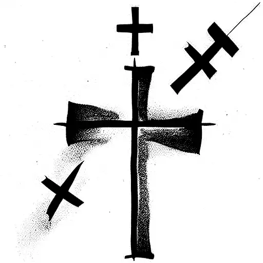 cross with three banners tattoo design idea