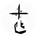 cross with three banners tattoo design idea