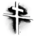 cross with three banners tattoo design idea