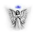 gothic cathedral scene with cherub angels tattoo design idea