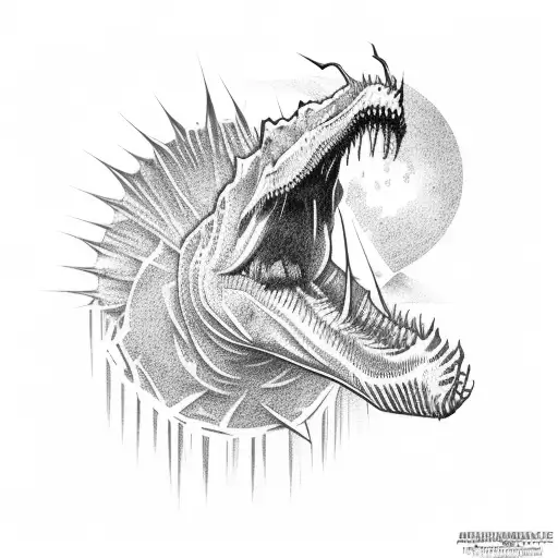 Minimalistic spinosaurus tattoo design idea