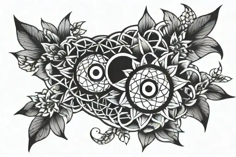 flower of life with Naruto sharingan eyes tattoo design idea