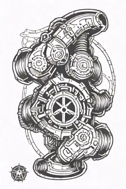 fallout brotherhood of steel elden ring intertwined "magnum opus" "ad victorian" tattoo design idea