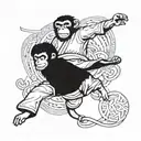 taekwondo monkey swinging tattoo design idea