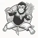 taekwondo monkey swinging tattoo design idea