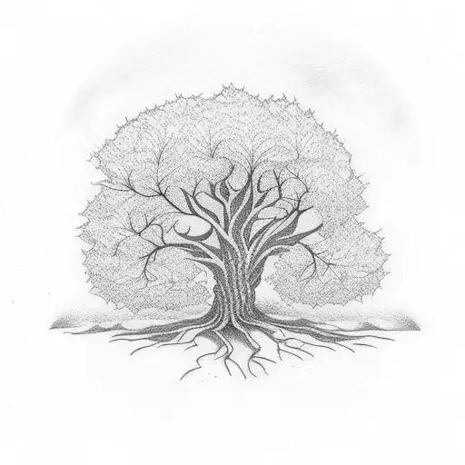 small oak tree tattoo design idea