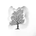 small oak tree tattoo design idea