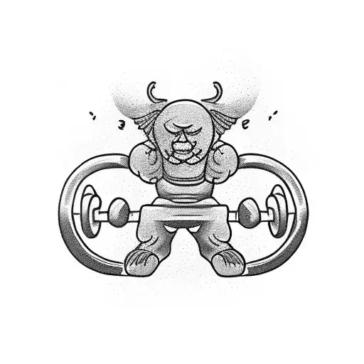 A weightlifting barbell with the phrase 'Responsibility is strength' written above it tattoo design idea