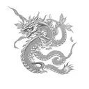 A traditional Japanese dragon surrounded by American-style roses, symbolizing the fusion of your favorite things tattoo design idea