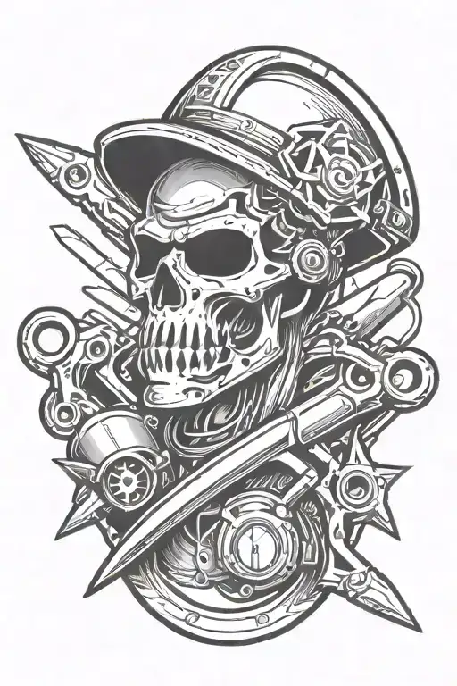 welding shield and spud wrenches incorporated somehow tattoo design idea