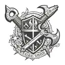 welding shield and crossed spud wrenches incorporated tattoo design idea